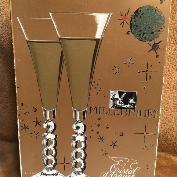 CRISTAL D’ARQUES NWT MILLENNIUM VINTAGE CHAMPAGNE FLUTE SET OF 2 - Picture 4 of 9